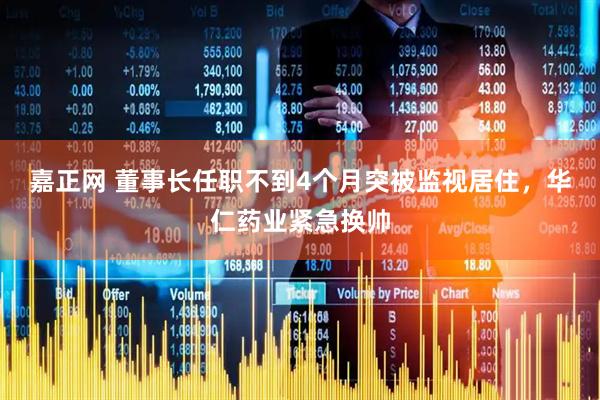 嘉正网 董事长任职不到4个月突被监视居住，华仁药业紧急换帅